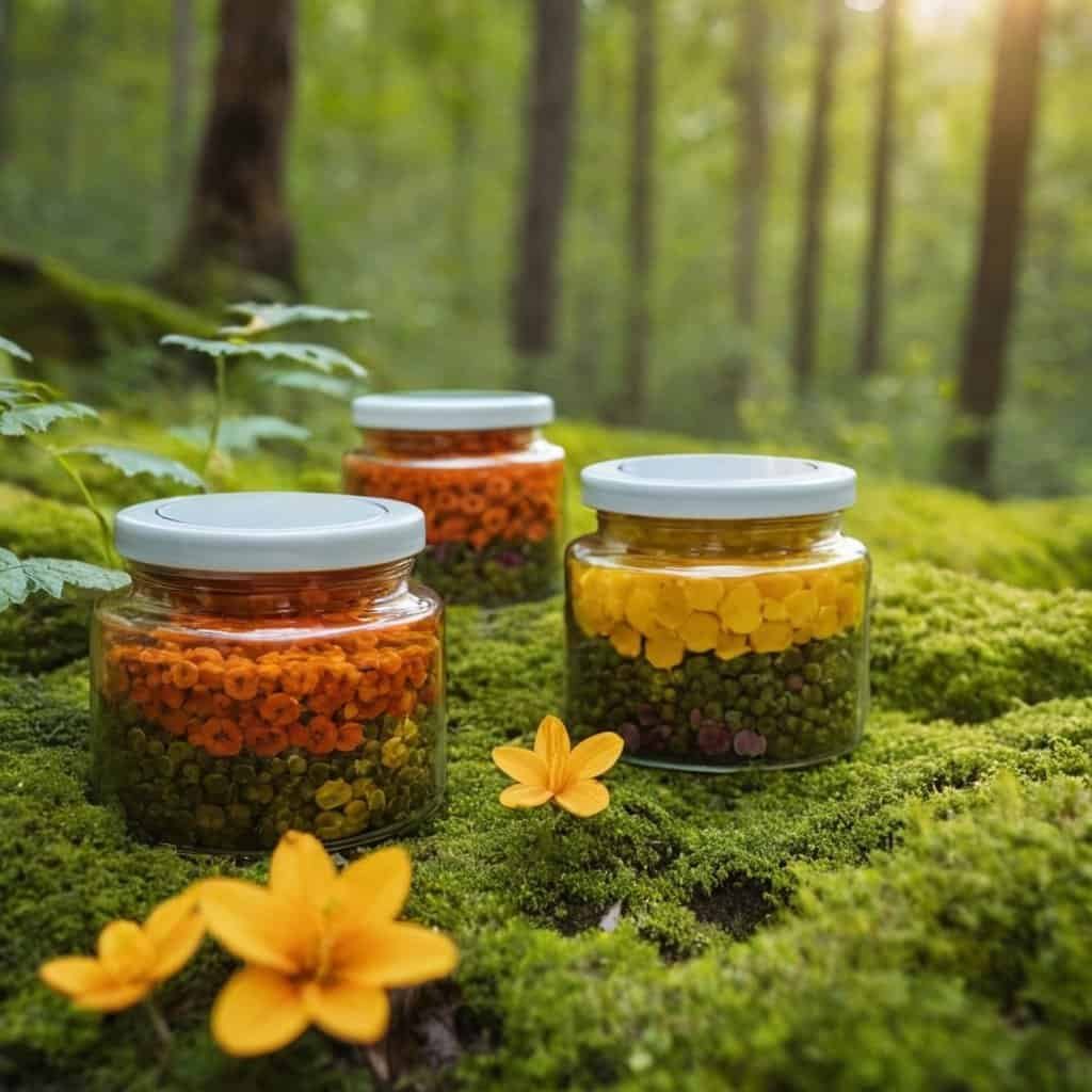 Frascos de especias naturales