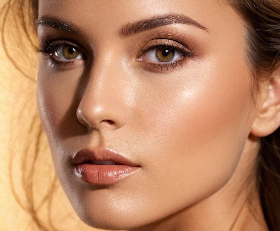 Cara de mujer con piel perfecta y maquillaje natural, belleza y cuidado de la piel en imagen de alta calidad para promoción de productos de belleza, Regrossa.com.
